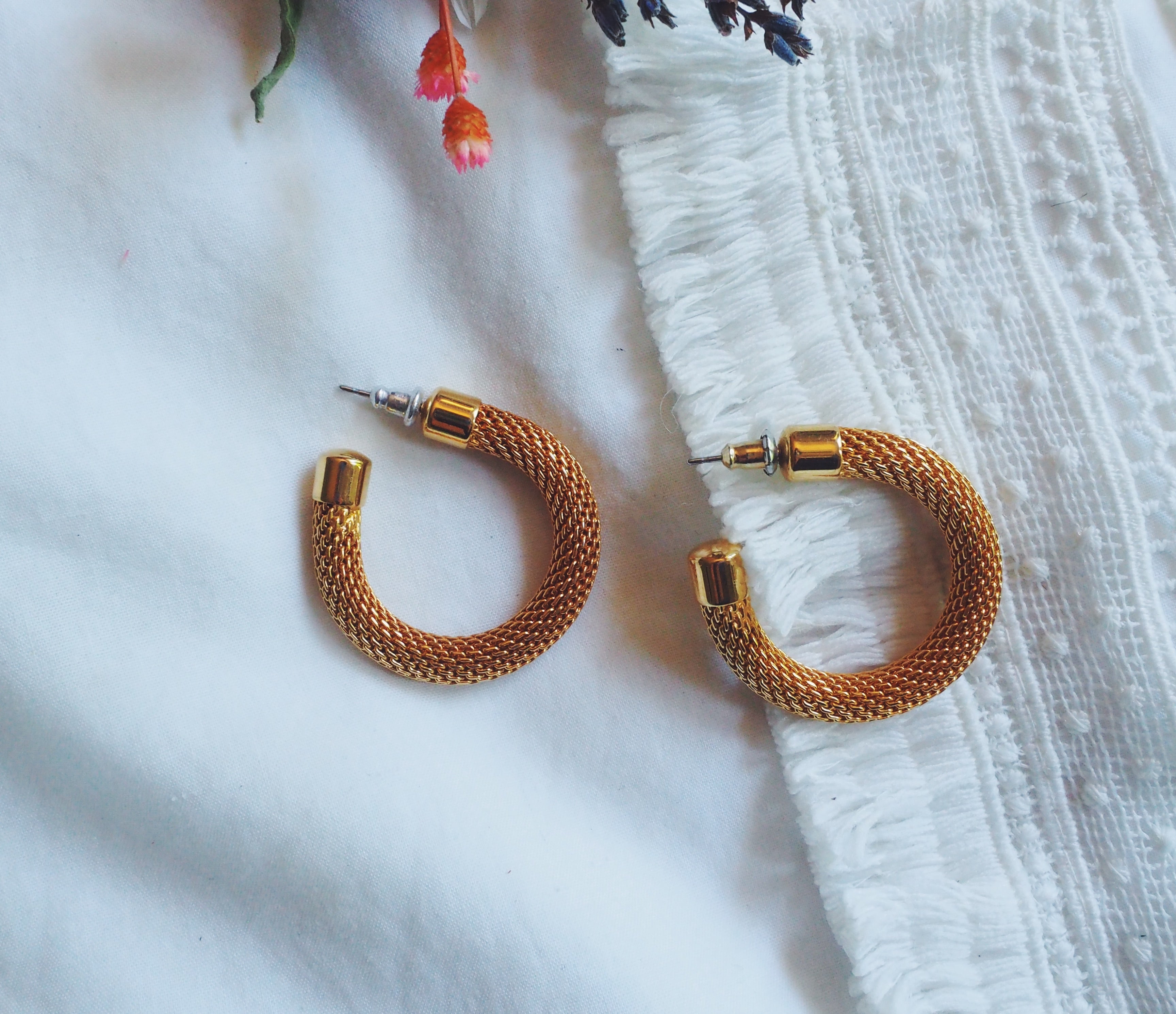 80s Chain Warm Gold Hoops