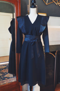 Vintage Black Kimono Belted Dress