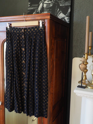 Black and Gold Ornate Button Skirt