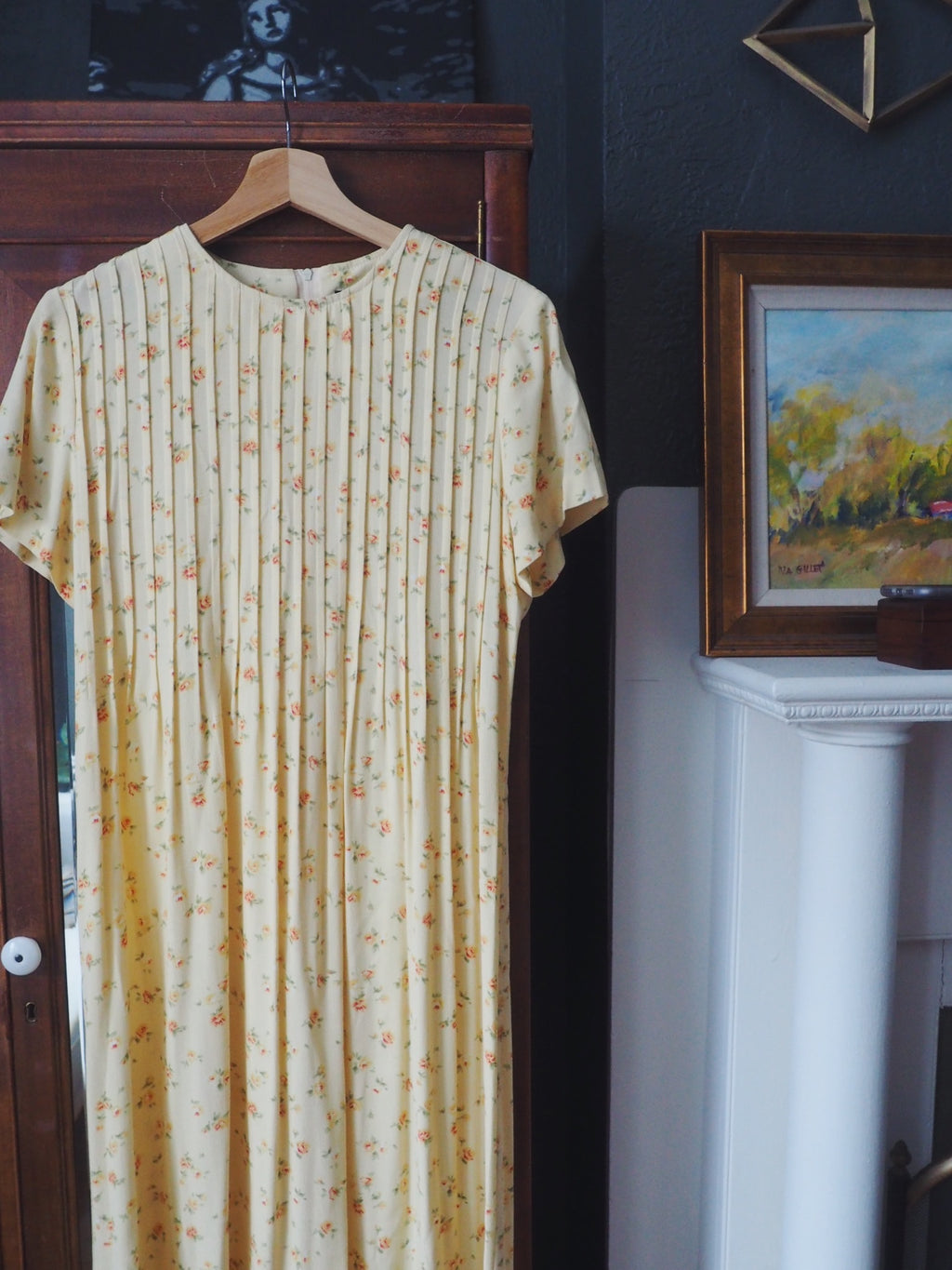 Vintage Yellow Floral Maxi Dress