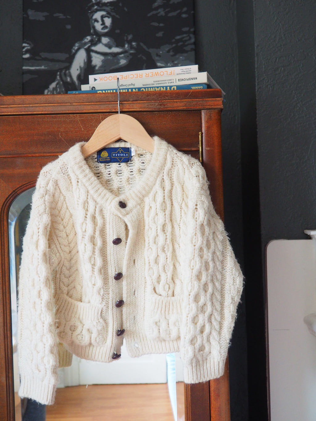 Vintage Cream Cable Knit Cardigan