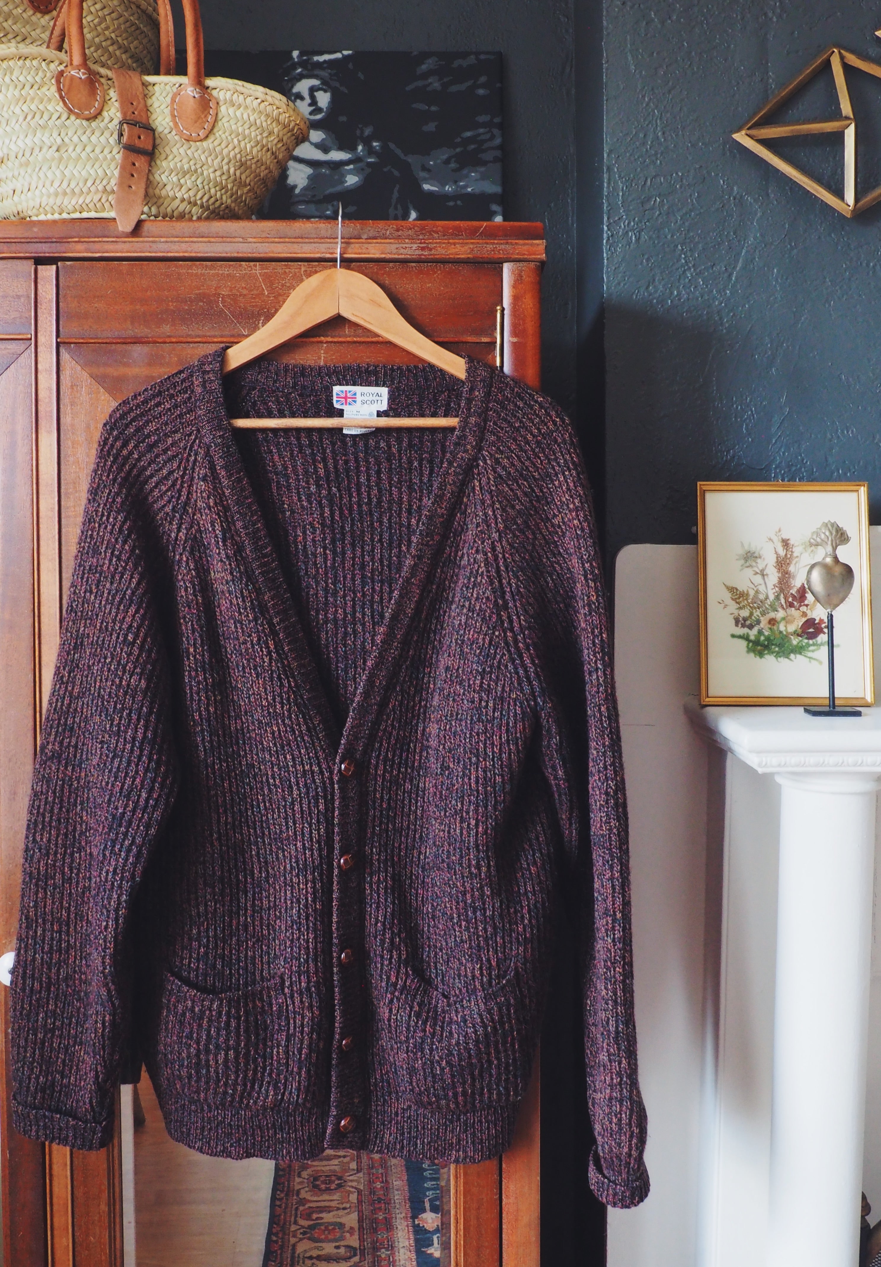 100% Wool Vintage Men's Cardigan