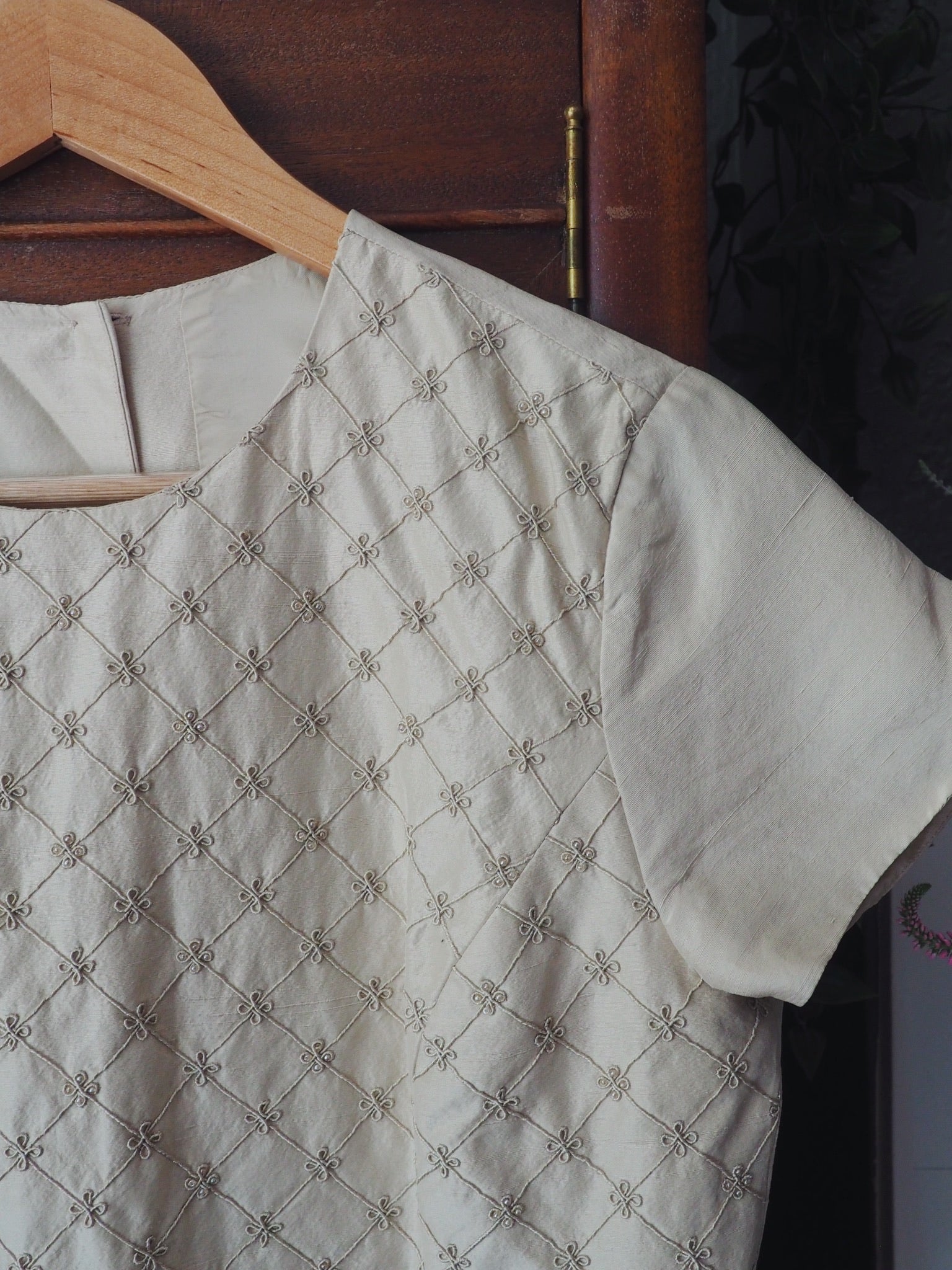 Vintage Silk Crop Embroidered Top