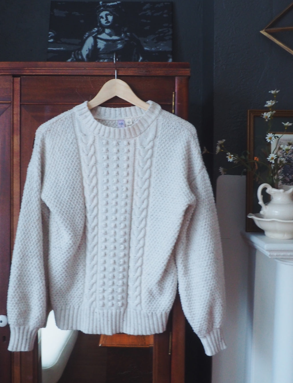 Soft White Cableknit Sweater