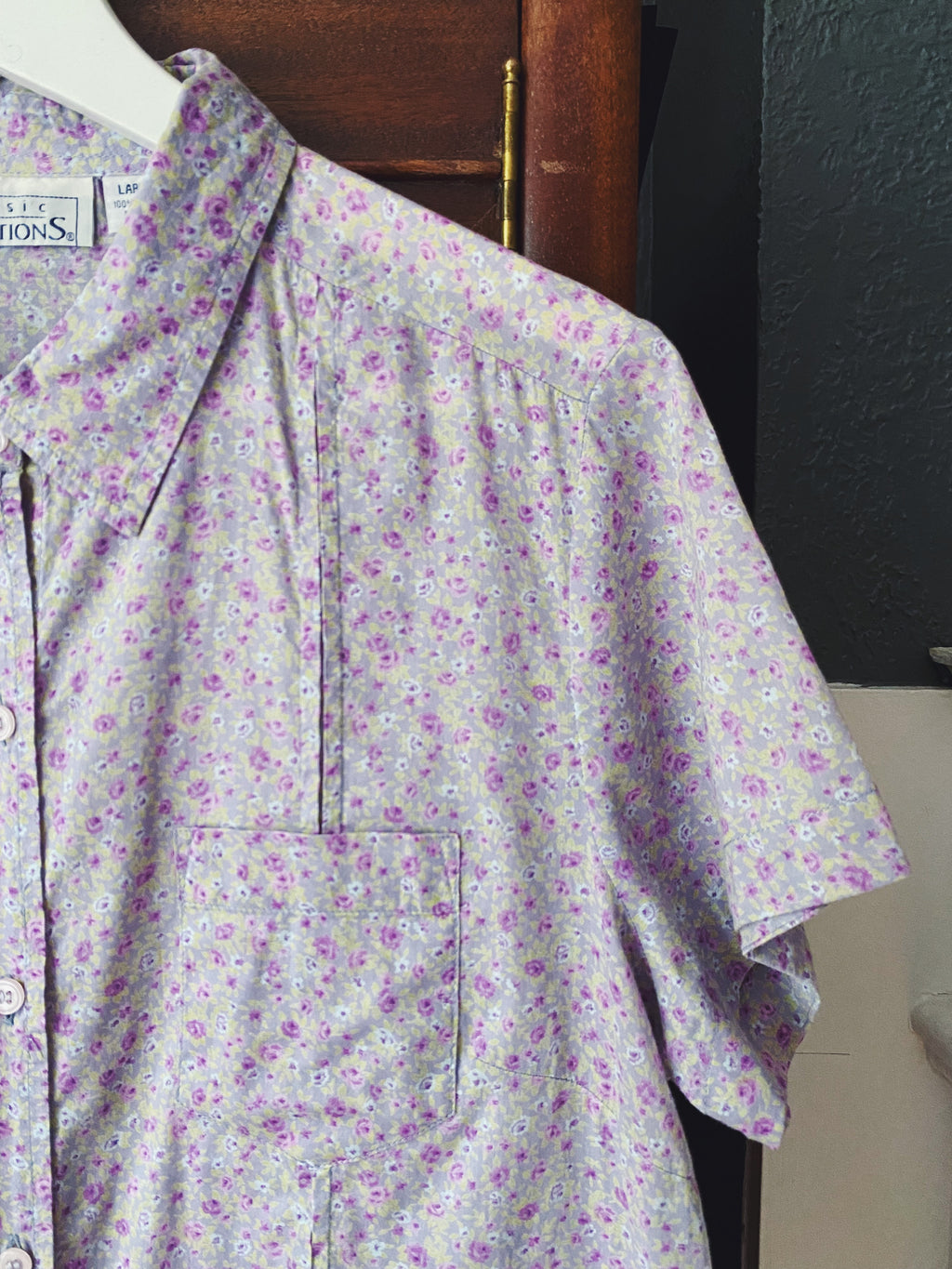 Vintage Cotton Lavender Floral Blouse