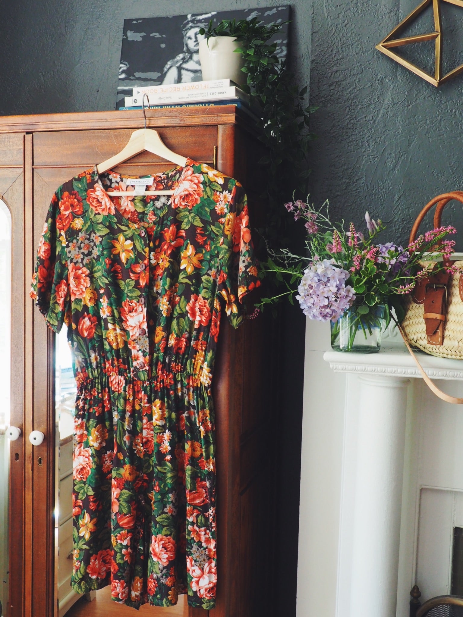 Vintage Floral Short-Sleeve Romper