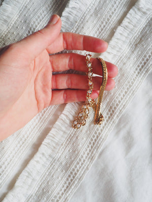 Gold & Pearl Layered Bracelet Set