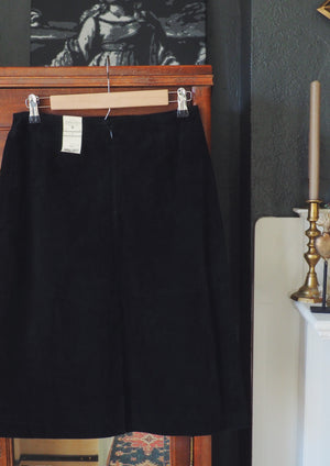 Black Suede Knee-Length Skirt