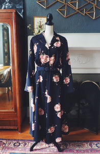 Vintage Belted Floral Midi Dress