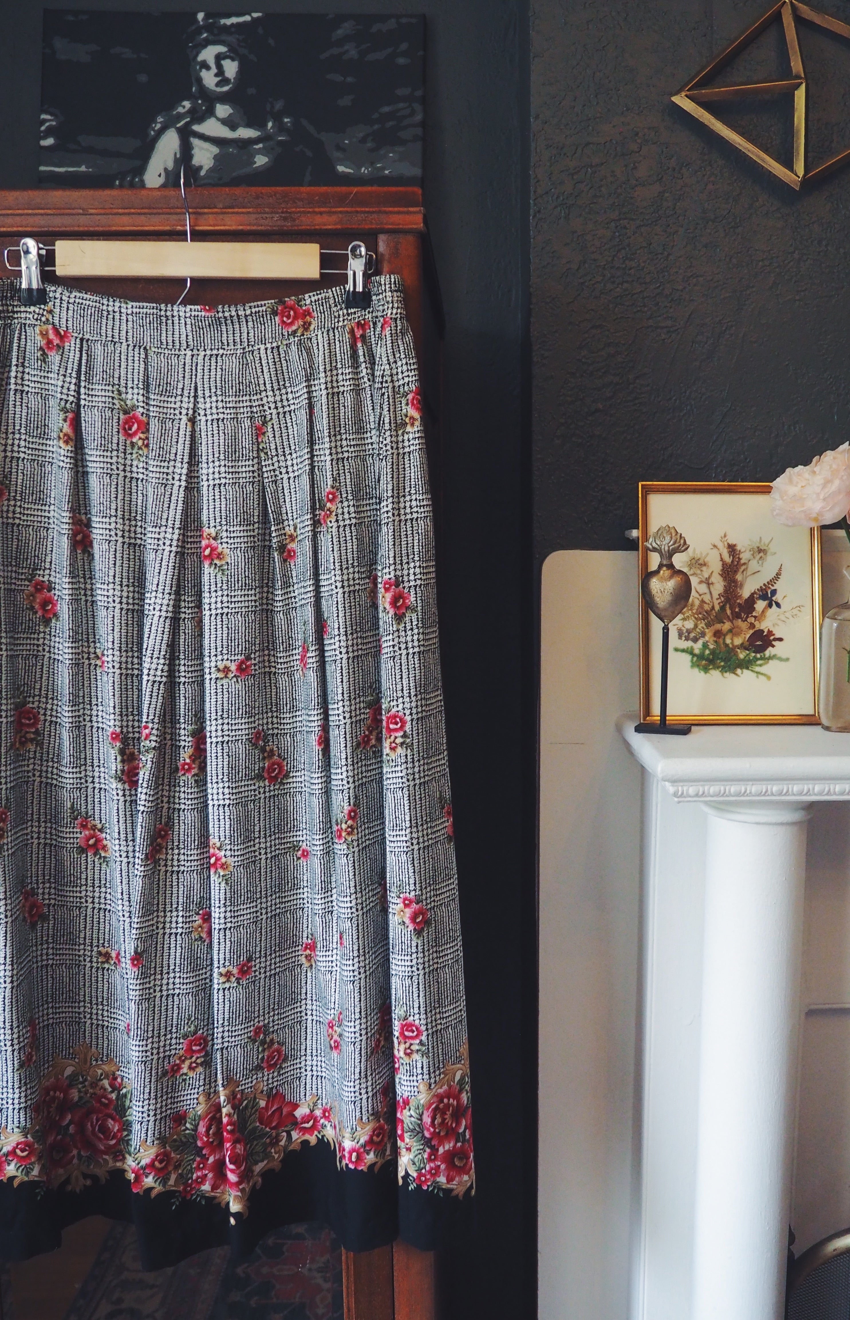 Vintage Made in the USA Floral Print Midi Skirt