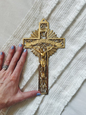 Antique Brass Mercy Crucifix