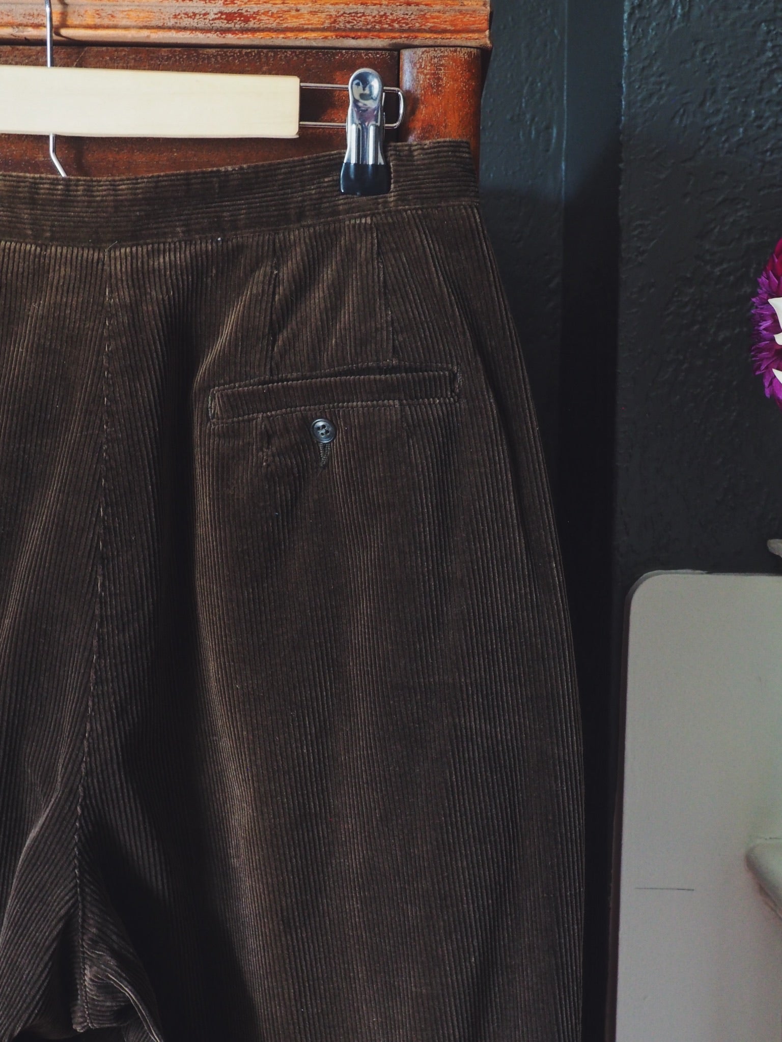 Vintage Mossy Brown Corduroy High-Waist Trouser