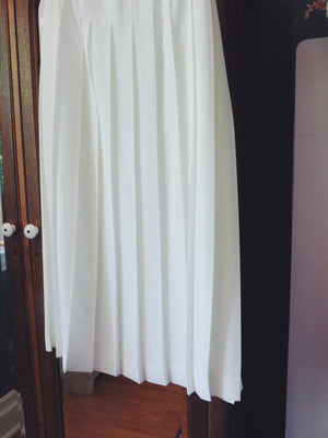 Vintage White Accordion Pleat Midi Skirt