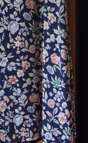 Vintage Silk Floral Midi Skirt