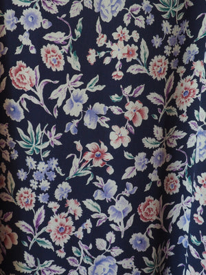 Vintage Silk Floral Midi Skirt