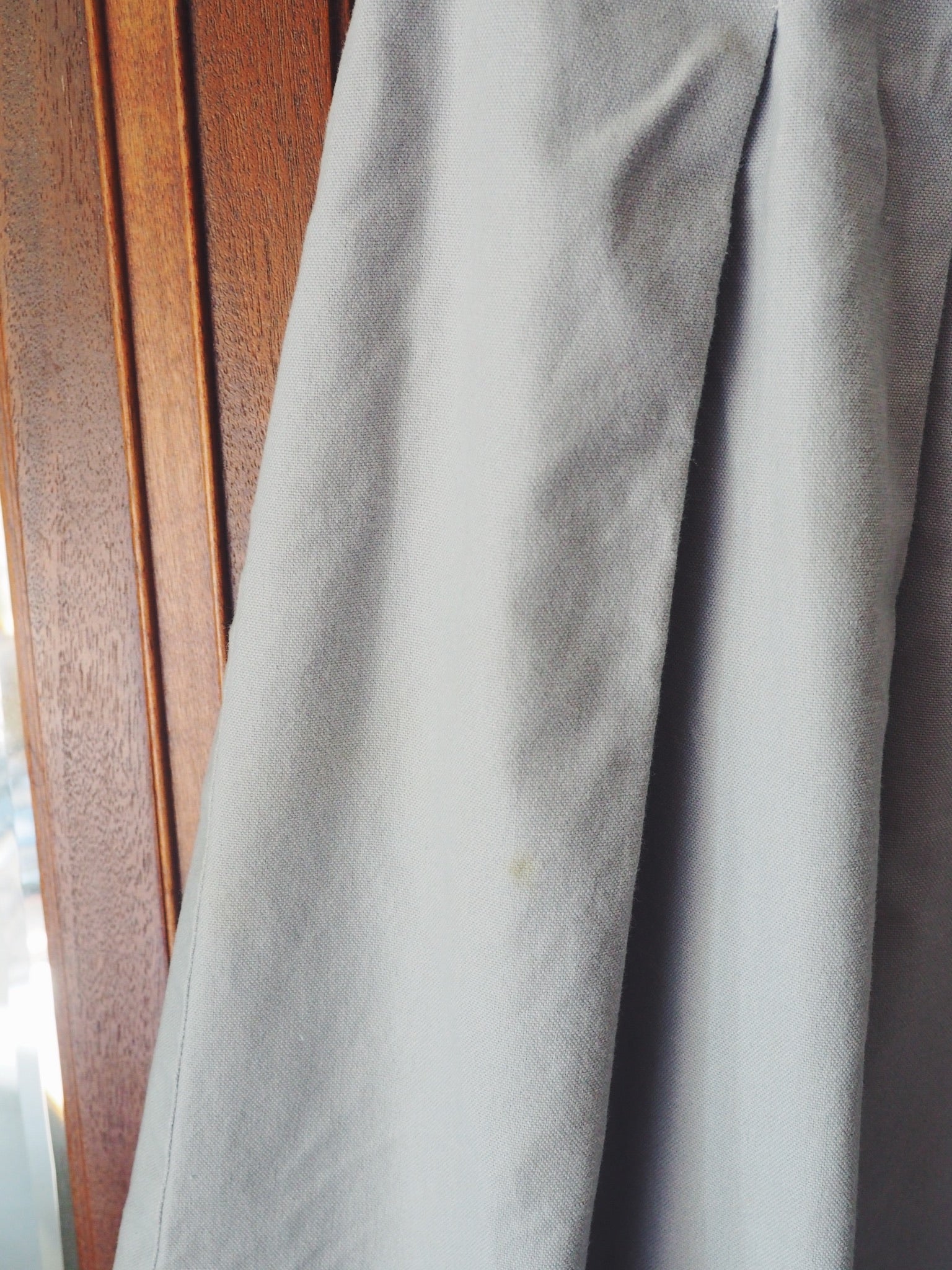 Vintage Grey Khaki A-Line Midi Skirt