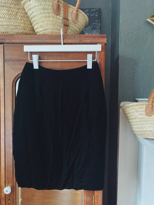 Vintage Made in USA Black Velvet Pencil Skirt
