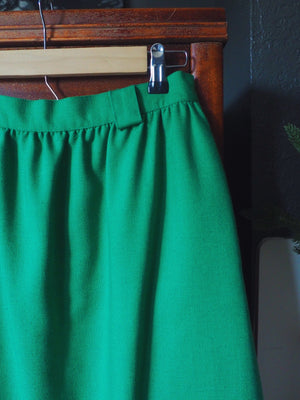 Vintage Kelly Green A-Line Midi Skirt