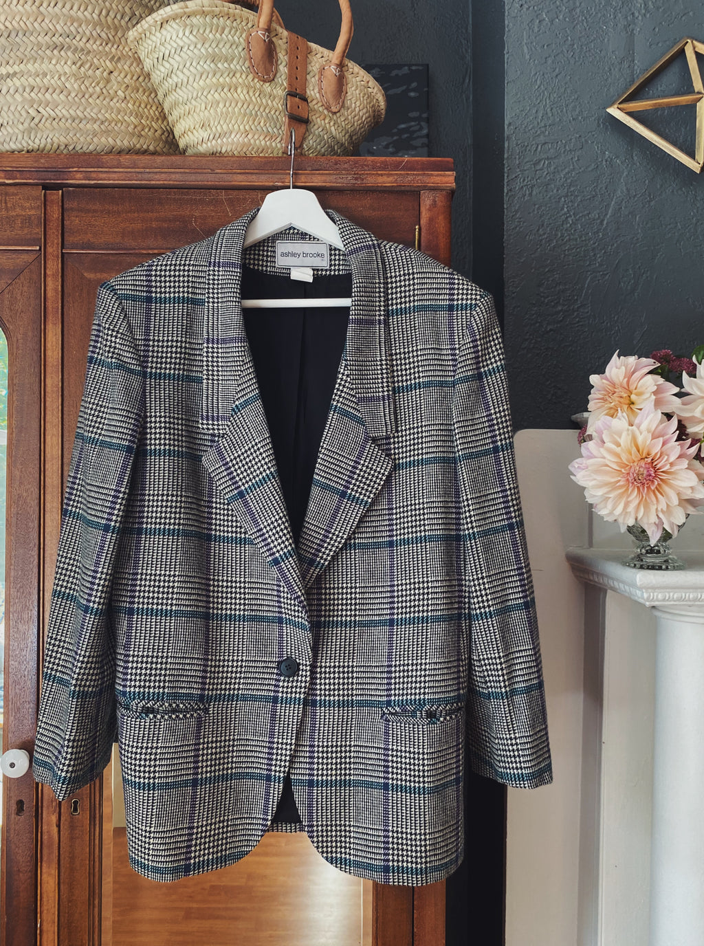 80s Pure Wool Plaid Blazer