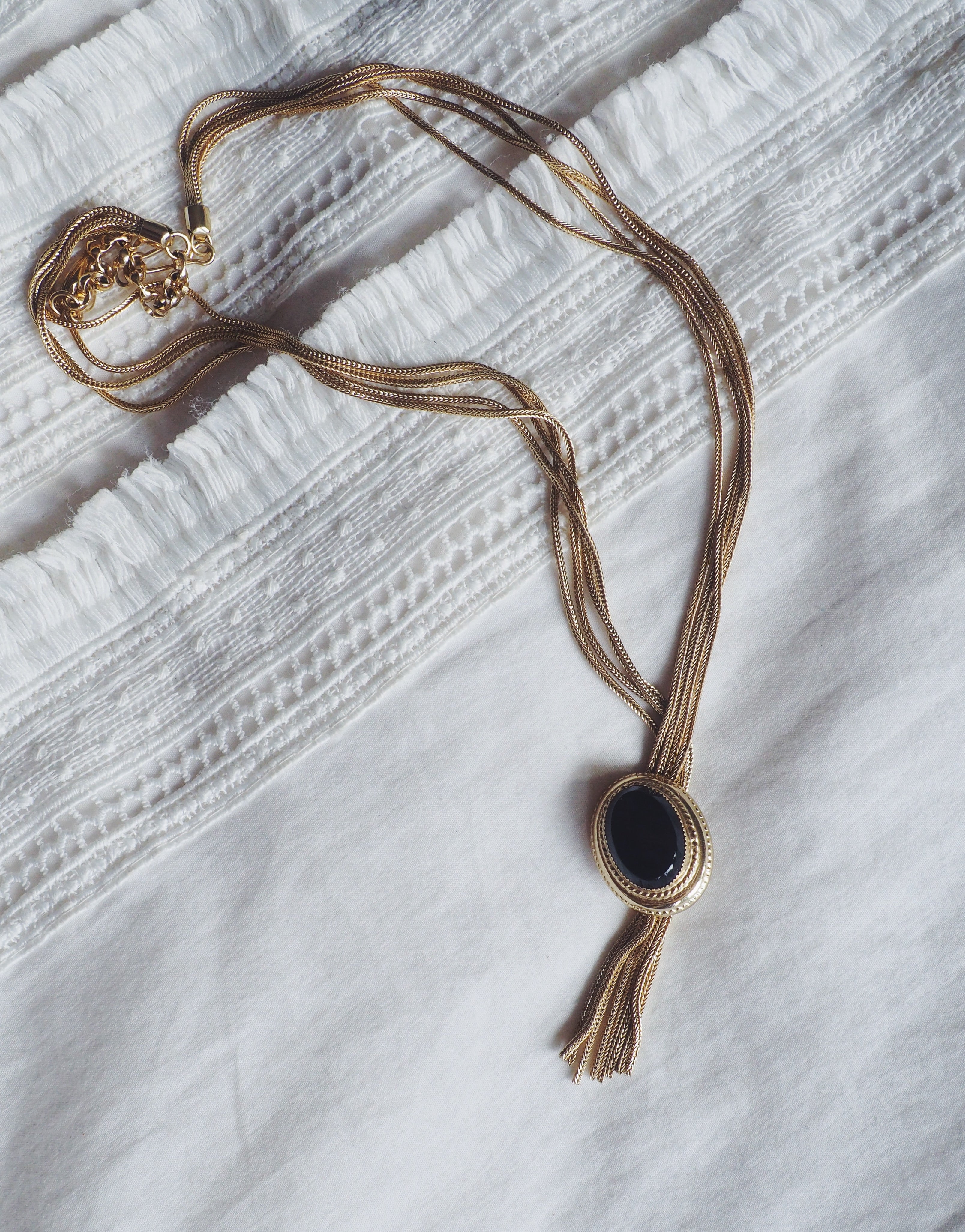Gold & Black Pendant Necklace