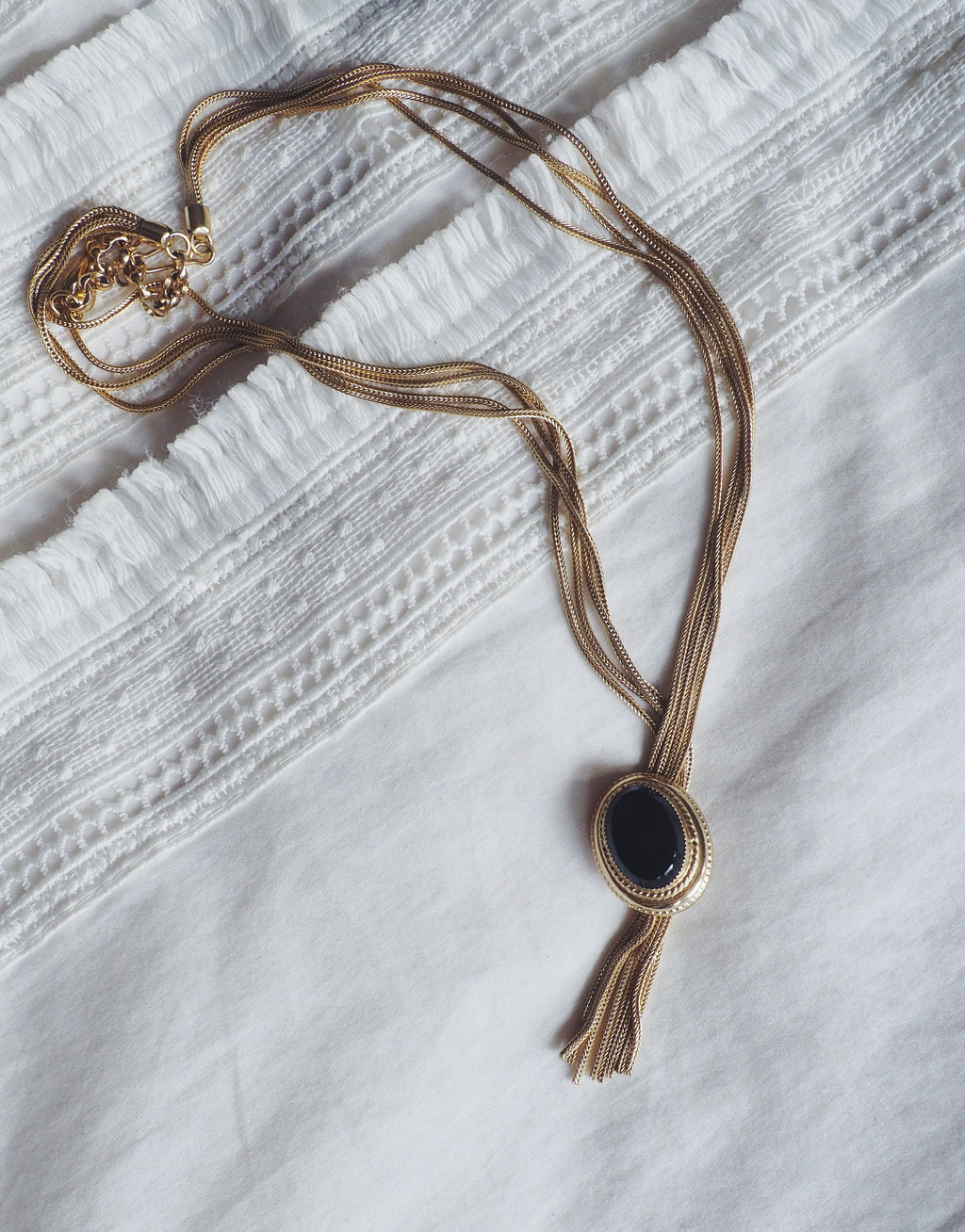 Gold & Black Pendant Necklace