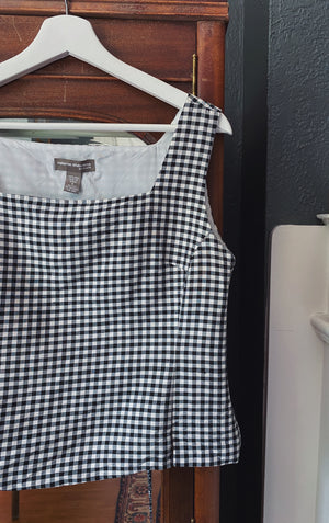 100% Silk Cropped Gingham Blouse