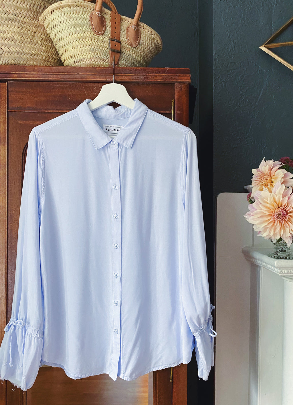 Soft Blue Button-Down Blouse