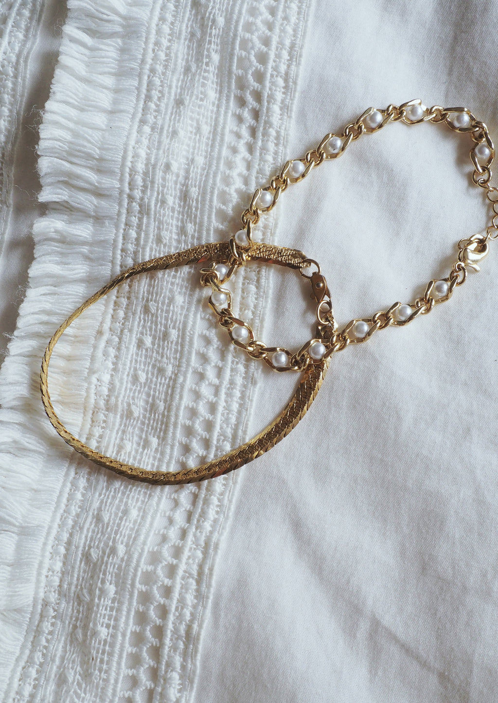 Gold & Pearl Layered Bracelet Set
