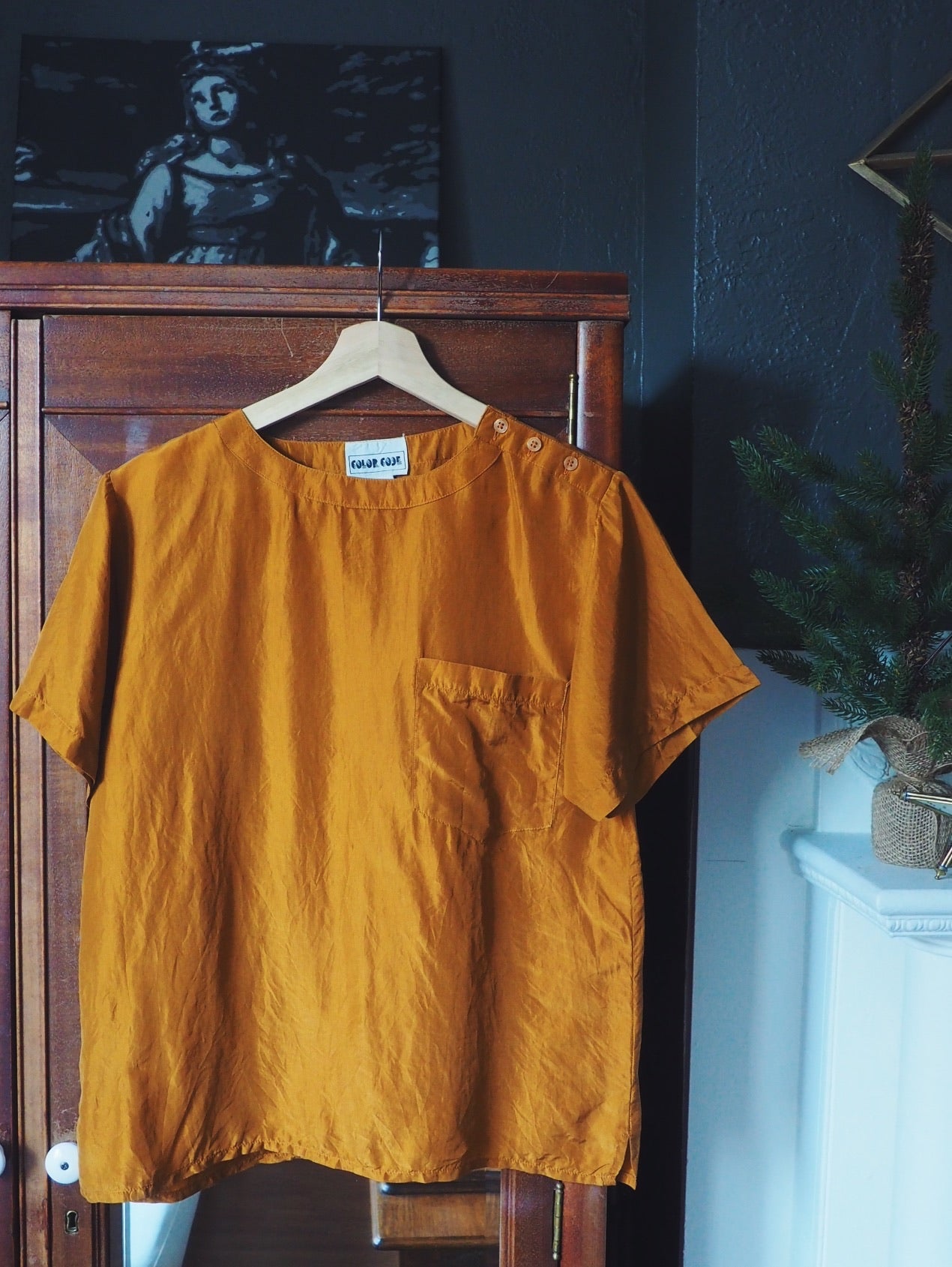 Vintage 100% Silk Blouse in Rust Orange