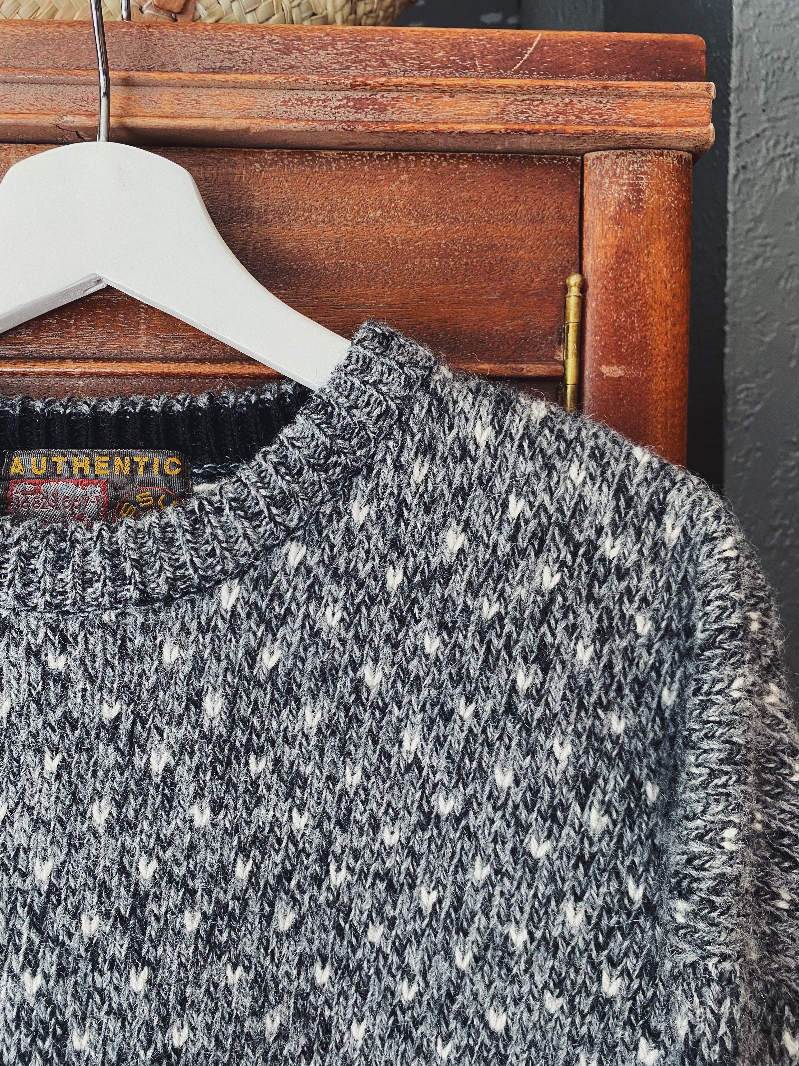 Men's Gray Dot Wool Blend Sweater