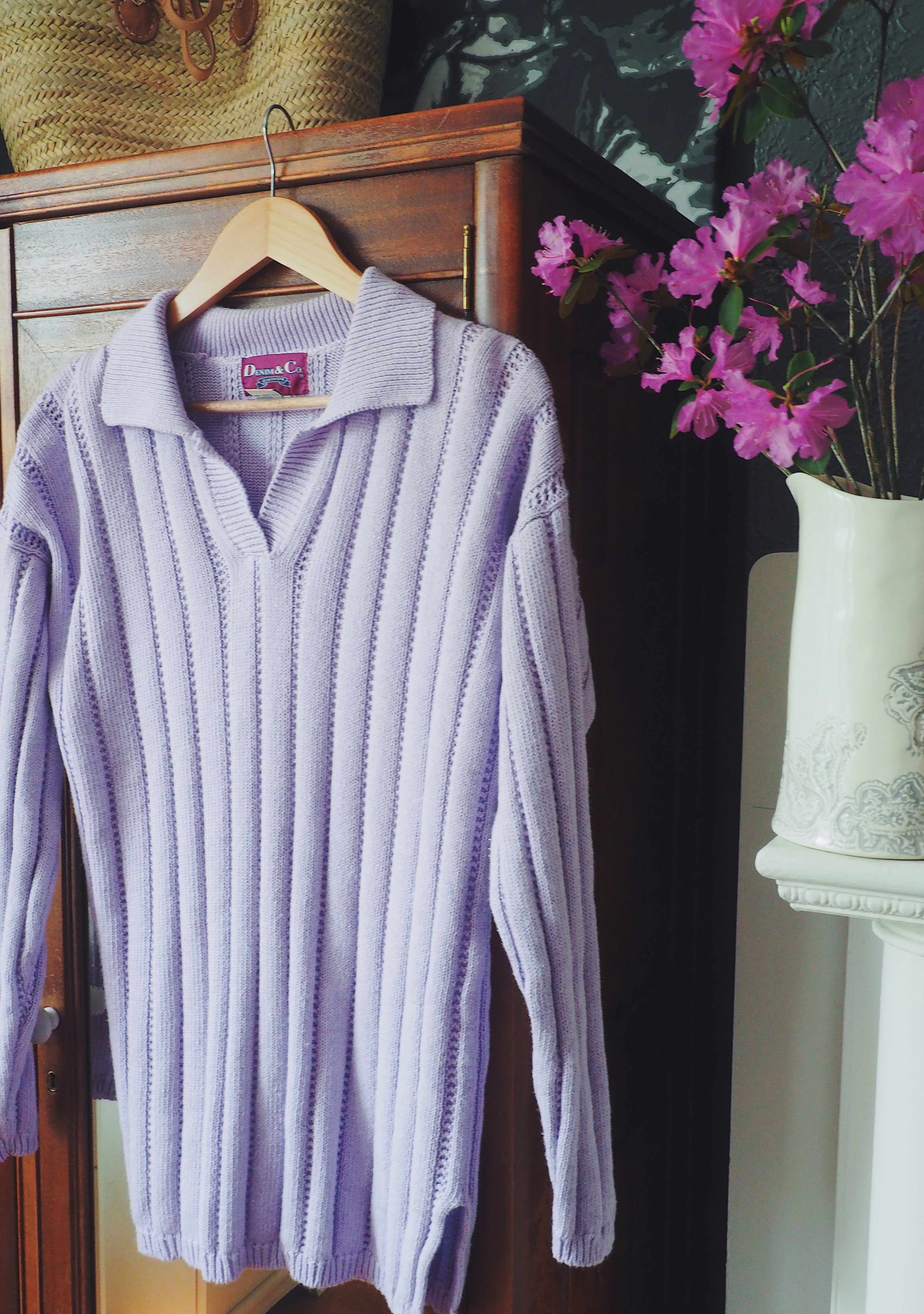 Vintage Oversized Lavender Pullover Knitted Sweater