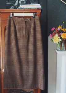 Vintage Liz Claiborne Houndstooth Wool Blend Midi Skirt