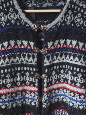 Early 90s Black Patterned Cardigan