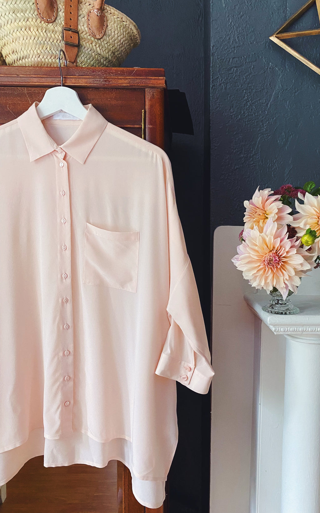 Pure Silk Pink 3/4 Sleeve Blouse