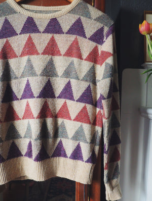 Retro Triangle Print Pullover Sweater