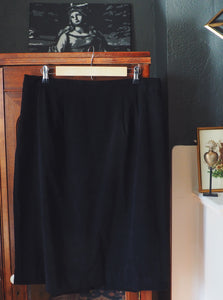 Vintage Black Suede Midi Skirt