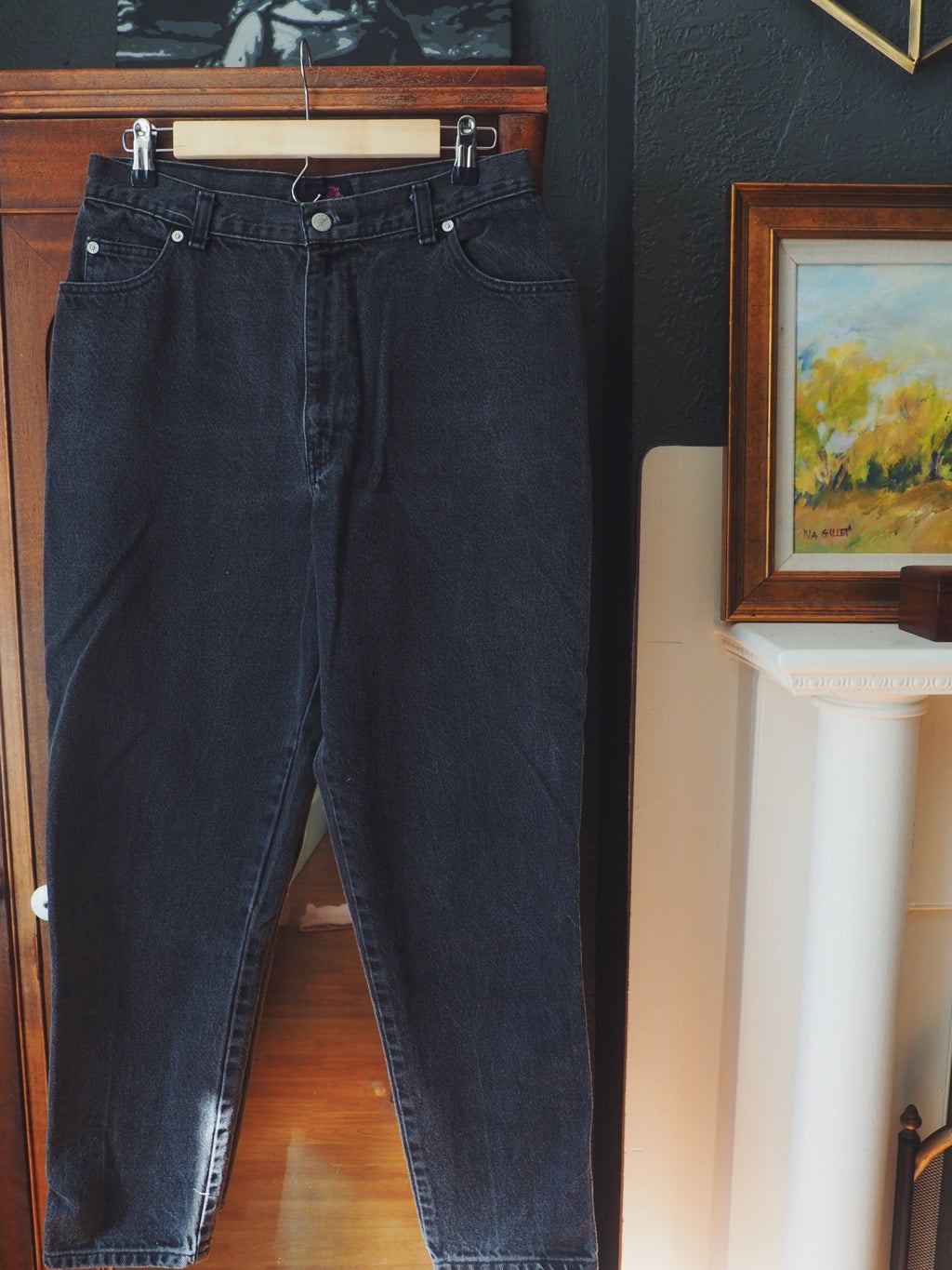 80s black high waist denim