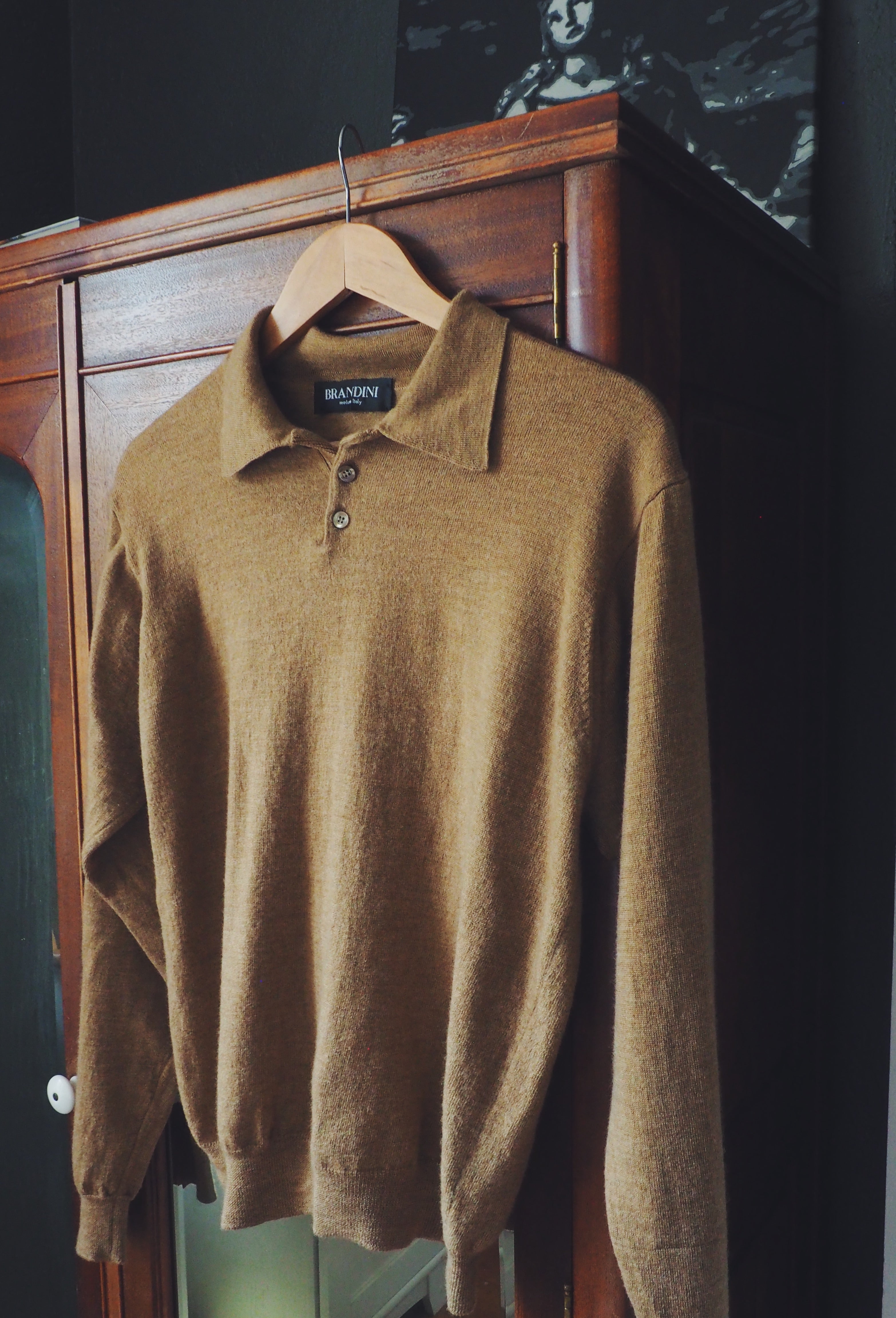 Caramel Wool Collared Men's Sweater
