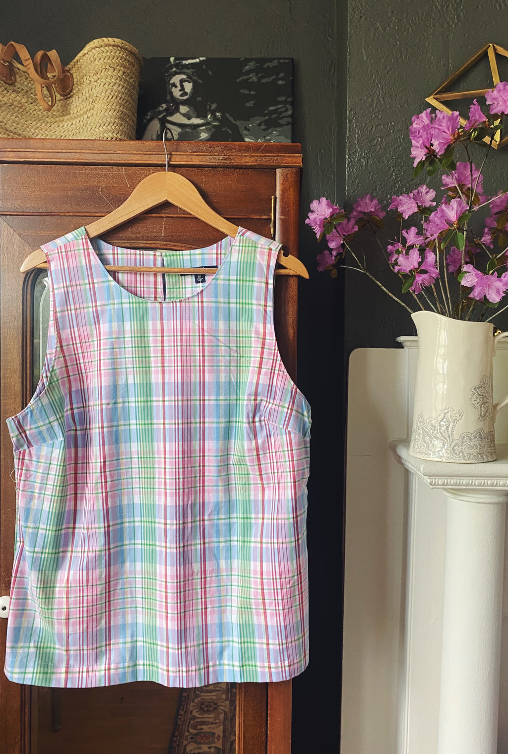 Pastel Plaid Sleeveless Blouse ( Part of Set)