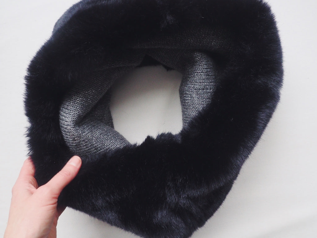 Faux Fur Infinity Scarf Black