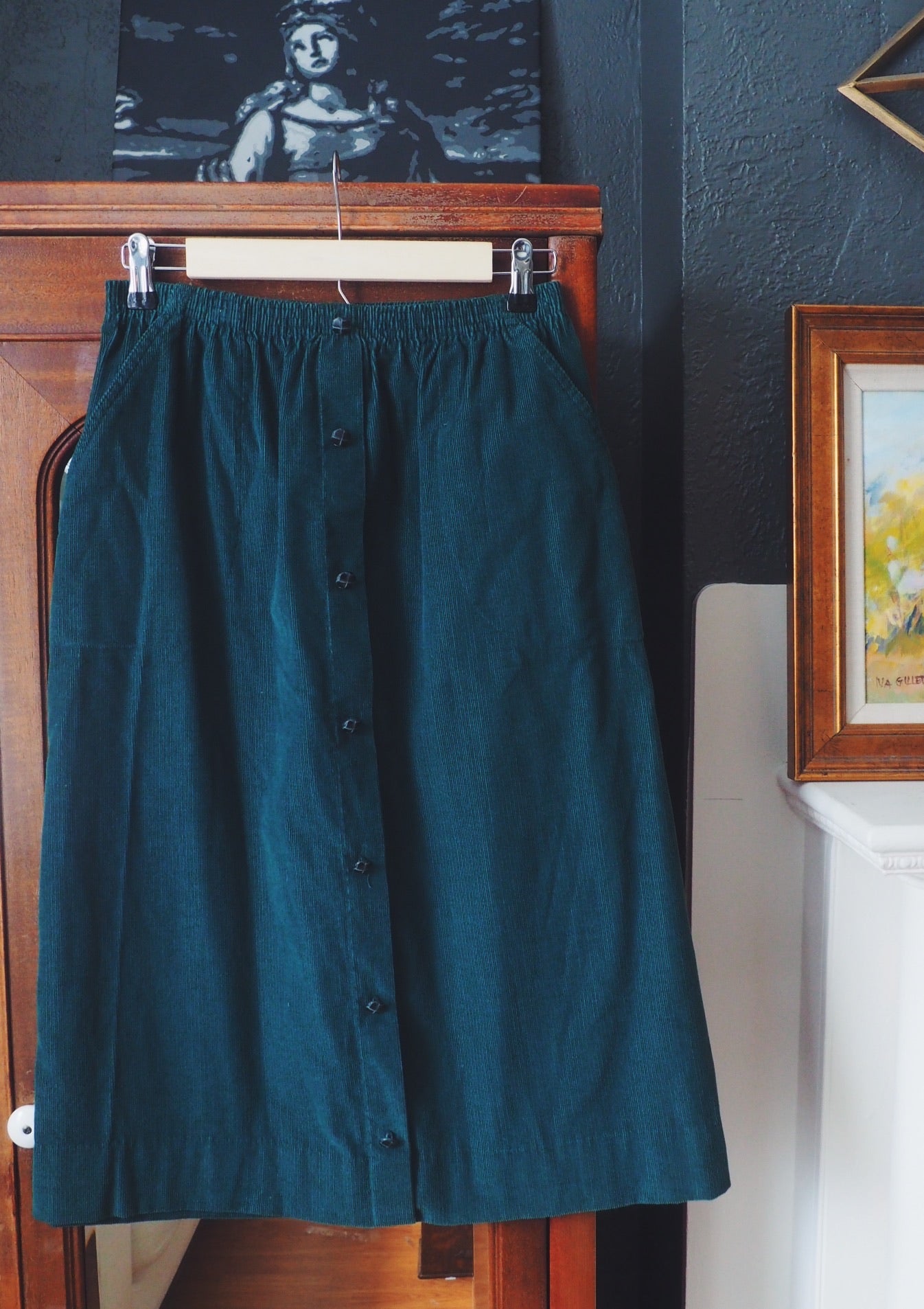 Vintage Corduroy Button Front Skirt