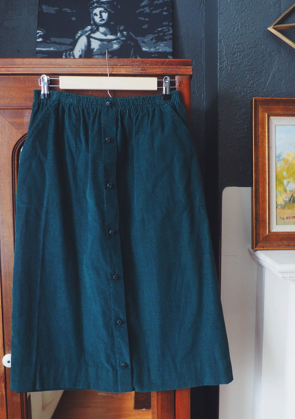 Vintage Corduroy Button Front Skirt