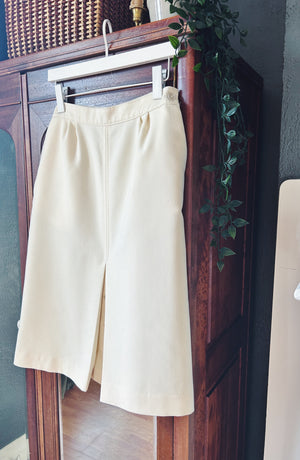 Made in USA Cream Skirt with Button Detail