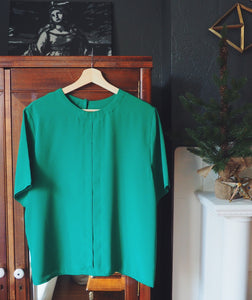 Vintage Emerald Green Short Sleeve Blouse