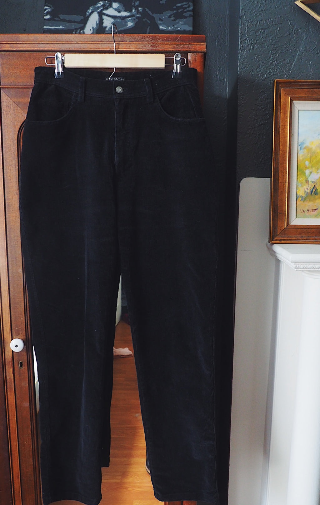 Black Corduroy High Waist Pants