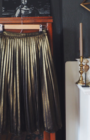 Gold Shimmer Pleated Skirt