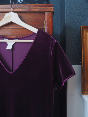 Purple Velvet Short Sleeve Maxi
