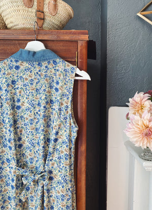 90s Denim Collar Floral Button-Front Dress