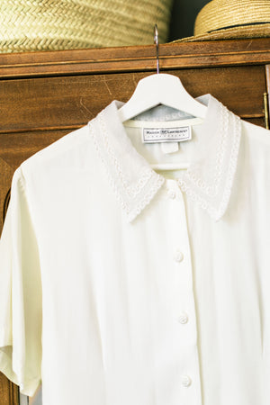 Early 90s Ribbon Applique Collar Blouse