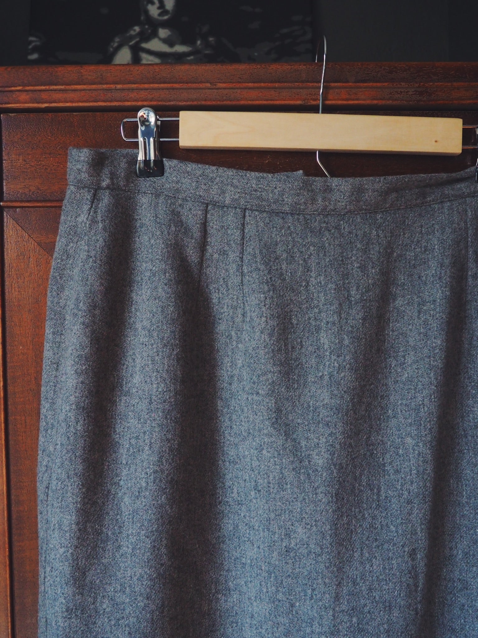 Vintage Wool Pencil Midi Skirt